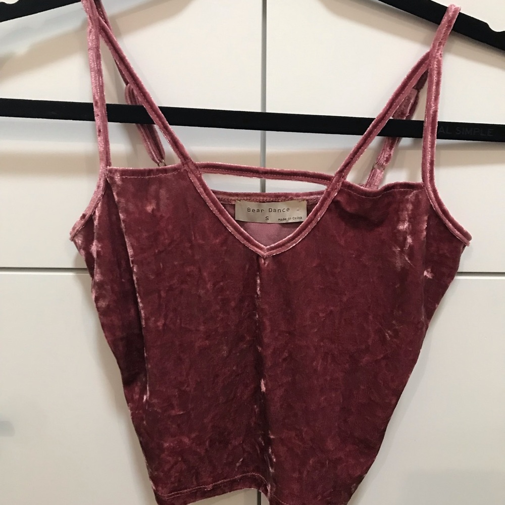 Velvet camisole tank cropped top